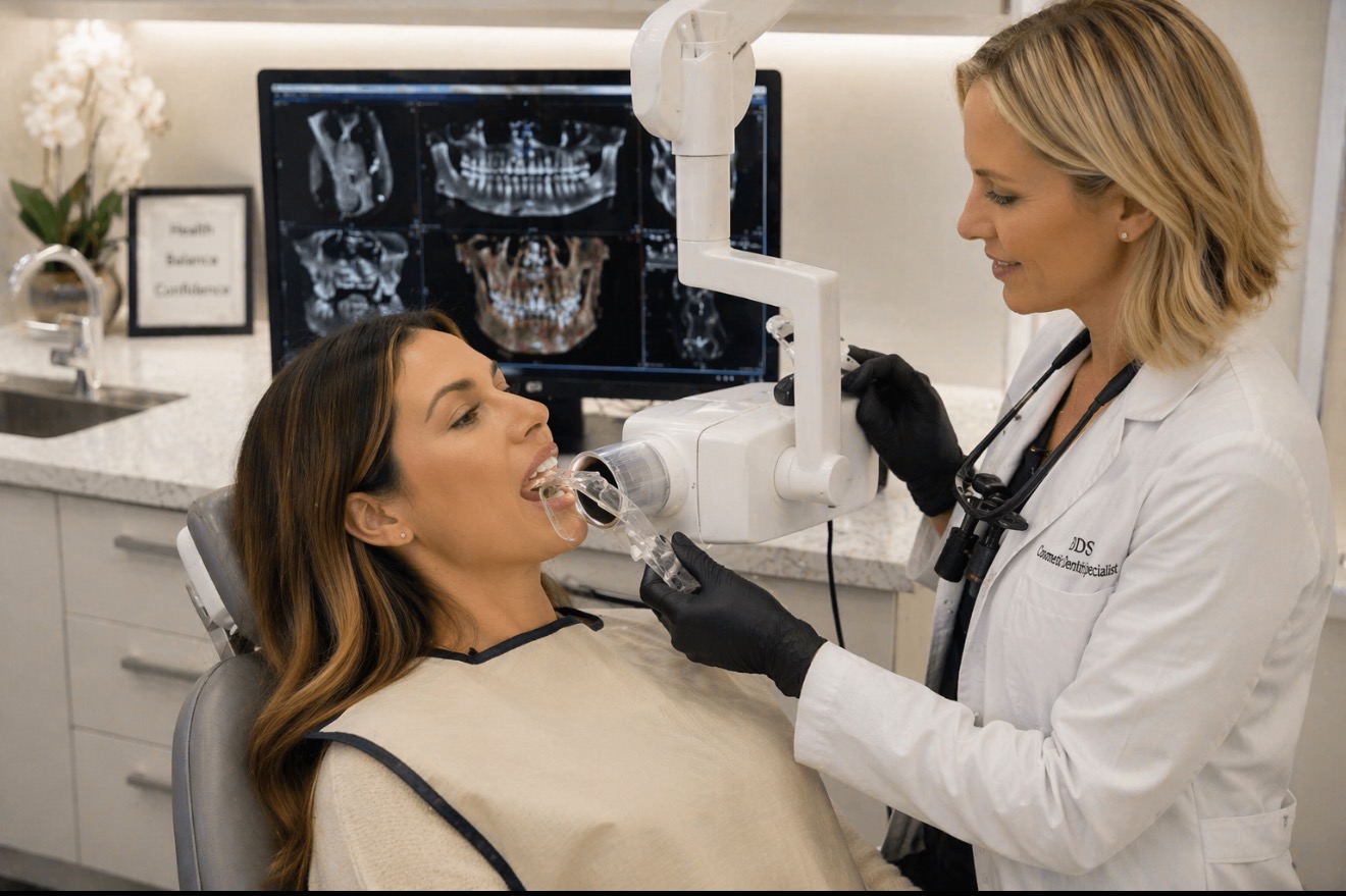 Elegant cosmetic dentistry consultation and smile refinement